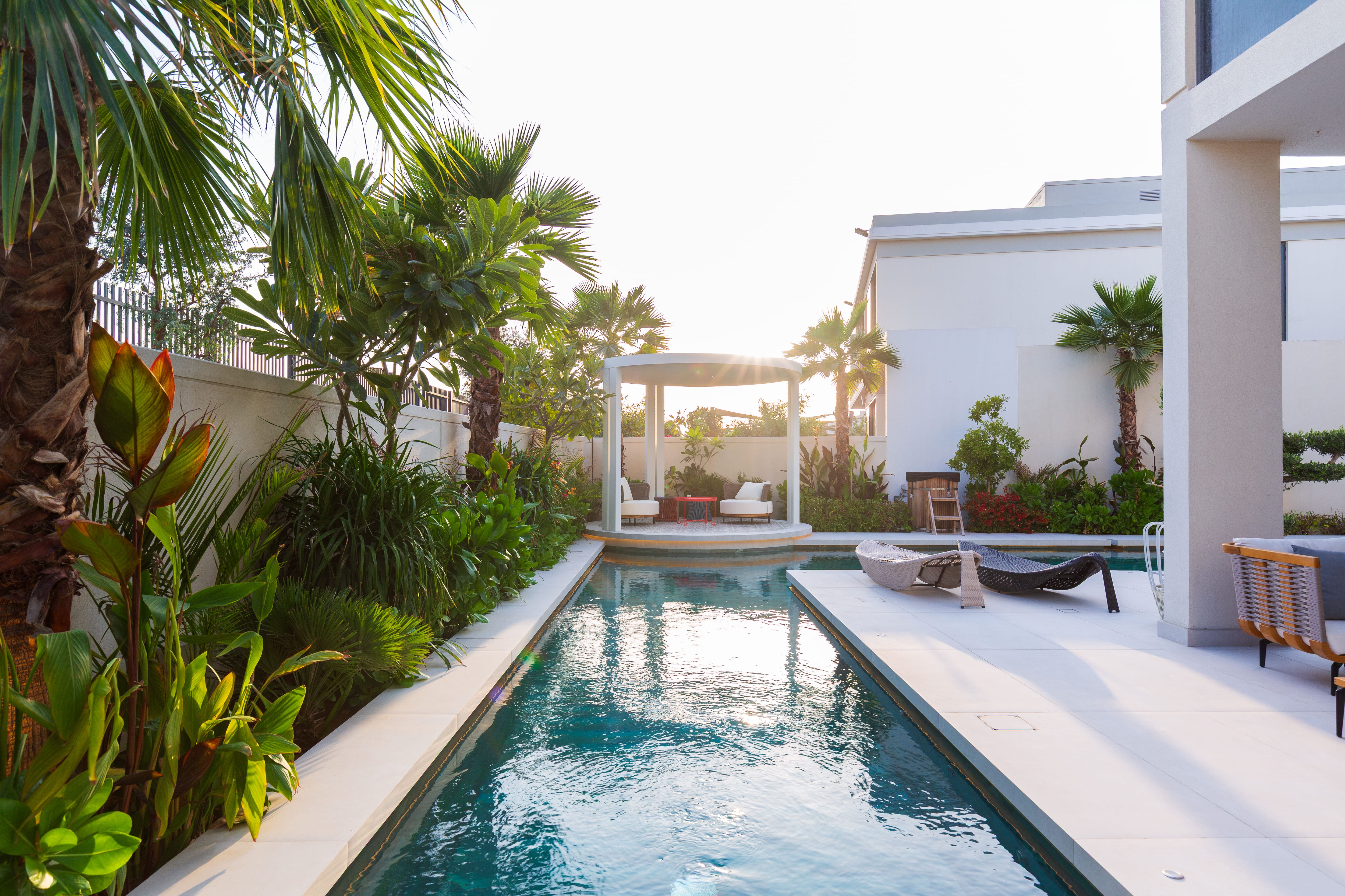 Emerald Courtyard pool, pavilion and planting design